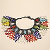Ethnic Style Glass Seed Beaded Tassel Collar Choker Necklaces for Women FS-WGA40E8-02-1