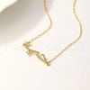 Cubic Zirconia Wave Pendant Necklace with Golden Brass Chains RP3424-2-3