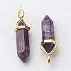 Natural Amethyst Pointed Pendants G-G902-A04-1