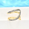 Brass Micro Pave Clear Cubic Zirconia Cuff Rings for Women RJEW-G347-17GP-2