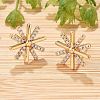 Flower Brass Micro Pave Clear Cubic Zirconia Stud Earrings for Women EJEW-G428-03G-3