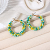 Bohemian Style Iron Glass Seed Beaded Hoop Earrings FS-WG64163-05-1