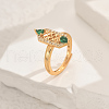 Brass Micro Pave Cubic Zirconia Geometric Adjustable Finger Rings for Women DJ0838-3-1
