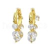 Clear Cubic Zirconia Flat Round Dangle Hoop Earrings EJEW-H093-14G-1