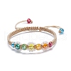 Flower Shape Braided Bead Bracelet BJEW-TA00039-04-1