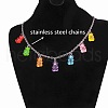 Stainless Steel & Resin Bear Tassel Necklaces for Women FS-WG1AE8B-01-1