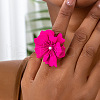 Flower Alloy with Plastic Pearl Finger Rings for Women FS-WGF3E87-02-1