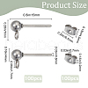 SOFPLATE 100Pcs 304 Stainless Steel Ball Stud Earring Findings STAS-SP0001-55P-2