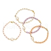 4Pcs 4 Colors Glass Pearl Round Beaded Link Bracelets for Women BJEW-JB11975-2
