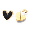 Heart 304 Stainless Steel Enamel Stud Earrings EJEW-T047-25G-A-2