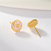 S925 Sterling Silver Flat Round with Flower Pattern Stud Earrings XR5943-1-4