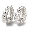 304 Stainless Steel Round Beaded Hoop Earrings EJEW-Z022-04P-1