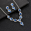 Flower Brass Rhinestone Pendant Necklaces & Stud Dangle Earrings Sets FS-WG6EF02-04-1