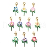 Plumeria Polymer Clay & Glass Seed Beaded Pendant Decorations HJEW-MZ00220-1