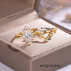 Brass Micro Pave Cubic Zirconia Stackable Rings for Women UG6552-1-3