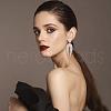 FIBLOOM 2 Pairs 2 Colors Crystal Rhinestone Chain Tassel Dangle Stud Earrings EJEW-FI0001-02-6