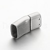 Rectangle 304 Stainless Steel Matte Surface Magnetic Clasps with Glue-in Ends STAS-M195-06-2
