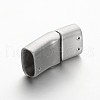 Tarnish Resistant Rectangle 304 Stainless Steel Matte Surface Magnetic Clasps with Glue-in Ends STAS-M195-06-2