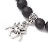 8mm Round Synthetic Black Stone & Transparent Glass Beaded Stretch Bracelet Sets BJEW-JB10471-4