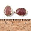 Natural Strawberry Quartz Faceted Oval Connector Charms G-H323-02G-01-3