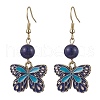 Alloy Enamel Butterfly Dangle Earrings EJEW-JE05648-02-1