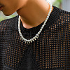 Crystal Rhinestone with Plastic Imitation Pearl Round Beaded Necklaces for Men FS-WG105D7-01-2