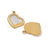 304 Stainless Steel Pave Natural Shell Heart Charms STAS-P394-01G-2