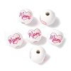 Mother's Day Theme Printed Wood European Beads WOOD-F016-05-2