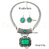 Alloy Rectangle Pendant Necklace & Flat Round Dangle Earring Sets FS-WG0E2DC-04-2