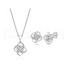 Brass Micro Pave Clear Cubic Zirconia Stud Earrings & Pendant Necklaces Sets FS-WG7A8BF-01-4