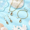 Natural Freshwater Pearl & Electroplated Shell Necklace and Bracelet and Dangle Earring Sets SJEW-JS01314-2