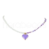3Pcs 3 Style Alloy Enamel Pendant Necklaces Set with Glass Seed Beaded Chains NJEW-JN04457-3
