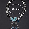 Butterfly Tassel Alloy Indicolite Rhinestone Pendant Necklaces for Women FS-WG6AB0F-01-4