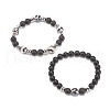 2Pcs 2 Style Natural & Synthetic Mixed Gemstone Round Beaded Stretch Bracelets Set for Women BJEW-JB08023-4