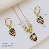 Brass Micro Pave Cubic Zirconia Pendant Necklaces & Hoop Earrings Sets FS-WGB514D-03-1