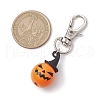 Halloween Theme Wood & Alloy Pumpkin Pendant Decoration HJEW-JM01979-3