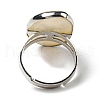 Platinum Plated Brass White Shell Finger Rings RJEW-E023-03-4
