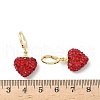 Heart Brass Rhinestone Leverback Earrings EJEW-K289-10G-5