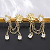 Brass Micro Pave Clear Cubic Zirconia Stud Earrings EJEW-H158-24G-3