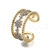 Brass Micro Pave Clear Cubic Zirconia Cuff Rings for Women RJEW-G347-11GP-4