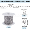 SUNNYCLUE 10M 304 Stainless Steel Textured Cable Chains FIND-SC0012-51P-2