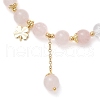 Natural Quartz Crystal & Rose Quartz Round Beaded Stretch Bracelets BJEW-JB11935-02-3