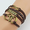 PU Leather & Hemp Cord Multi-strand Bracelets WG4AB3D-08-1