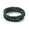 3Pcs 3 Style Natural African Turquoise(Jasper) & Black Agate Round Beaded Stretch Bracelets Set PW23030764297-2