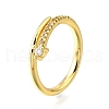 Brass Micro Pave Clear Cubic Zirconia Finger Rings for Women RJEW-H247-14G-4