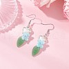 Flower 304 Stainless Steel Handmade Lampwork Dangle Earrings EJEW-JE06430-03-1