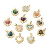 Ion Plating(IP) Natural Mixed Gemstone Heart Pendant with Plastic Pearl Beaded G-E599-05G-1