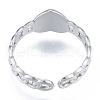 Non-Tarnish 304 Stainless Steel Heart with Chain Cuff Rings RJEW-N038-127P-3