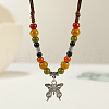 Ethnic Style Butterfly Alloy & Porcelain Beads Pendant Long Necklaces for Women FS-WG12891-11-1