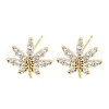 Brass Micro Pave Clear Cubic Zirconia Stud Earrings for Women EJEW-S217-D04-1